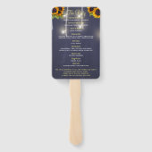 Navy rustikale Sonnenblumen schicke Hochzeitsfeier Fächer (Rückseite)