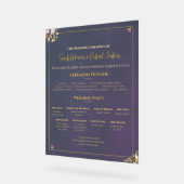 Navy-Samt-Hochzeitsprogrammtafel – Transparent Acrylschild (Winkel)