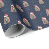 Navy Santa Armadillo mit Geschenk Snowflake Muster Geschenkpapier (Rolleneckpunkt)