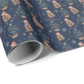 Navy Santa Armadillo mit Weihnachtsbaum und Sterne Geschenkpapier (Rolleneckpunkt)
