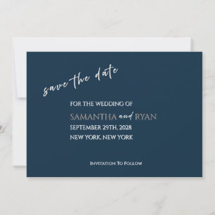 Navy Save-the-Date-Karte mit metallischem Silber Save The Date