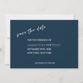 Navy Save-the-Date-Karte mit metallischem Silber Save The Date (Vorderseite)