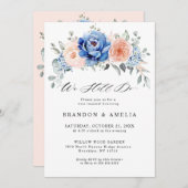 Navy Schiefer Dusty Blush Pink Floral Wir tun noch Einladung (Vorne/Hinten)