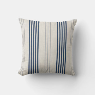 Navy Schiefer Ticking Streifen Leinen Struktur Kissen