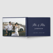 Navy Script Foto Wedding Guest Book Gästebuch (Voll)