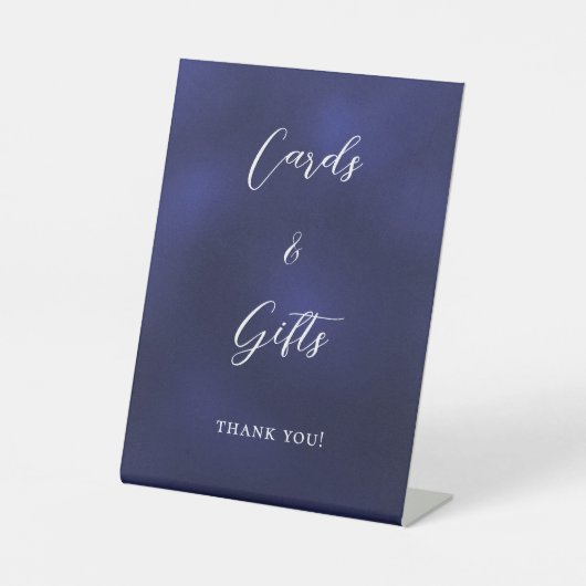 Navy-Script-Karten-Geschenkzeichen Sockelschild (Vorderseite)