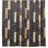 Navy Sea Blue Cream Brown Rectangles Duschvorhang (Vorderseite)
