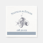 Navy Seaside Personalisiert Serviette (Vorderseite)