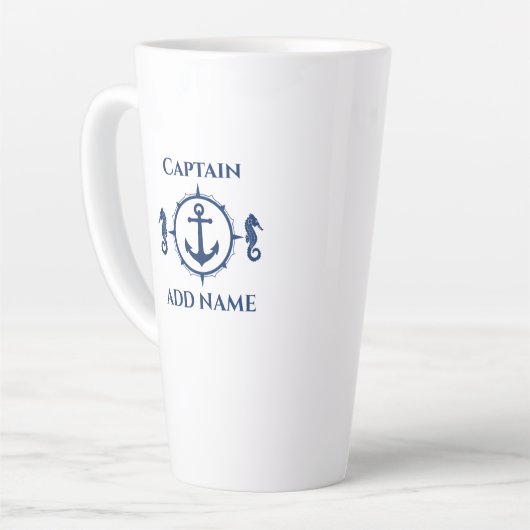 Navy Seepferd & Ankername oder Schiff 2 Sieben gro Milchtasse (Linke Ecke)