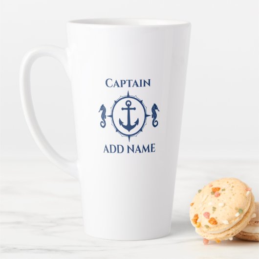 Navy Seepferd & Ankername oder Schiff 2 Sieben gro Milchtasse (Beispiel)