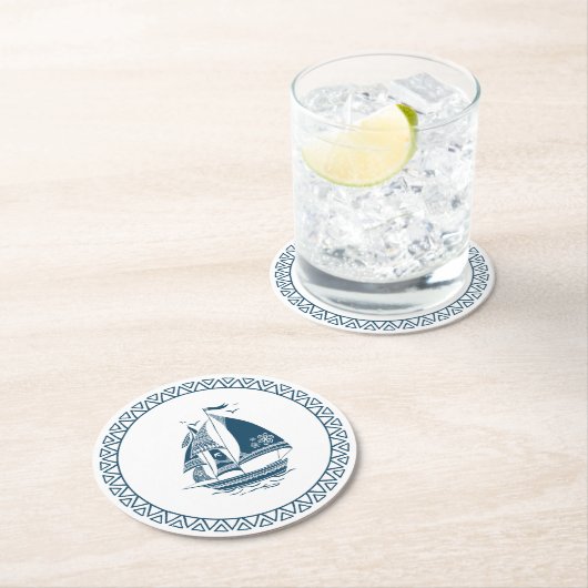 Navy-Segel Runder Pappuntersetzer (Vor Ort)