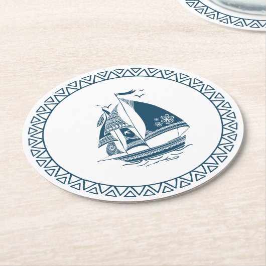 Navy-Segel Runder Pappuntersetzer (Angewinkelt)
