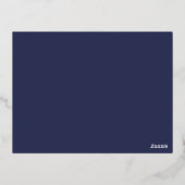 Navy Shimmer Folie Hochzeit RSVP Postkarte (Rückseite)