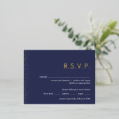 Navy Shimmer Folie Hochzeit RSVP Postkarte (Stehend vorne)