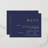 Navy Shimmer Folie Hochzeit RSVP Postkarte (Vorderseite/Rückseite)