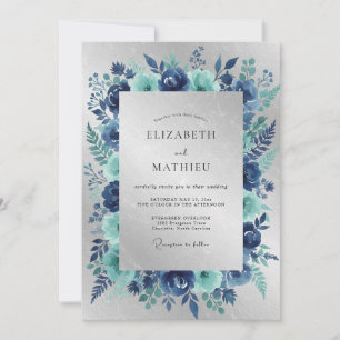 Navy Silber Eiserne Winterhochzeit Einladung