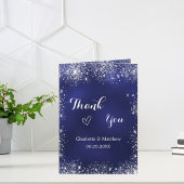 Navy Silber Foto qr Code Hochzeit danke Karte