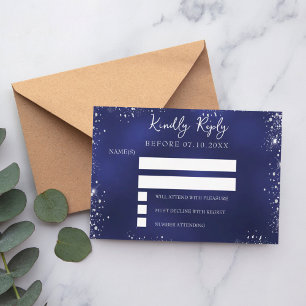 Navy-Silber-Glitzer Winterhochzeit UAWG Mitteilungskarte