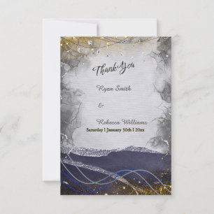 Navy Silber Gold Hochzeit Danke Karte