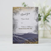 Navy Silber Gold Hochzeit Danke Karte (Stehend Vorderseite)