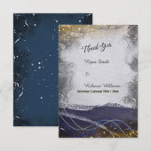 Navy Silber Gold Hochzeit Danke Karte (Vorne/Hinten)