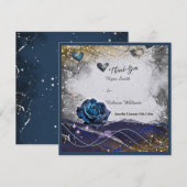 Navy Silber Gold Hochzeit Danke Karte (Vorne/Hinten)