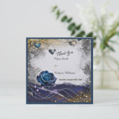 Navy Silber Gold Hochzeit Danke Karte (Stehend Vorderseite)