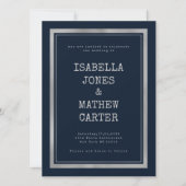 Navy-Silber Schreibmaschine Schriftart rustikale H Einladung (Vorderseite)