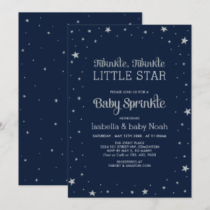 Navy & Silber   Twinkle Little Star Babyparty Einladung