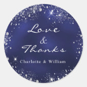 Navy Silber Vielen Dank für Ihre Hochzeit Runder Aufkleber (Vorderseite)