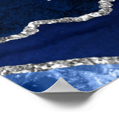 Navy Silver Agate Wedding Seating Chart 12 Table Poster (Ecke)