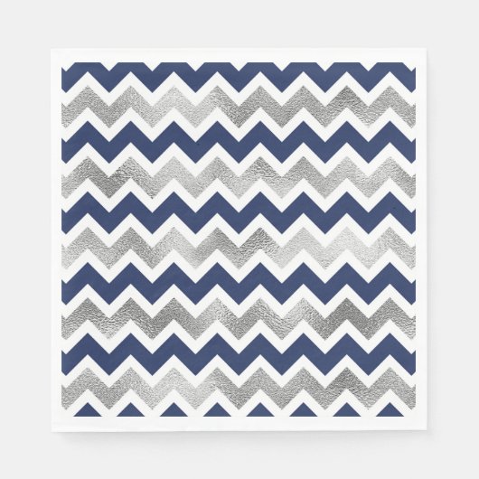 Navy Silver Baby Dusche Dekoration Serviette (Vorderseite)