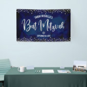 Navy Silver Bat Mitzvah Modern Foil Glitzern Scrip Banner (Messeveranstaltung)