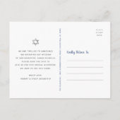 Navy Silver Bat Mitzvah Rett Datum Moderne Schrift Einladungspostkarte (Rückseite)