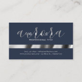 Navy Silver Elegance Visitenkarte (Rückseite)