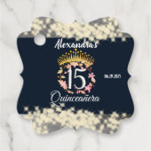 Navy Silver Elegant Quinceanera Feier Geschenkanhänger (Vorderseite)