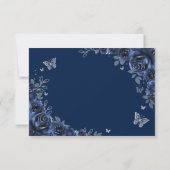 Navy Silver Floral Quinceanera Dankeskarte (Rückseite)