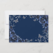 Navy Silver Floral Quinceanera Reply RSVP Karte (Rückseite)