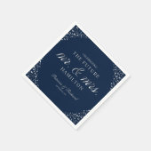 Navy Silver Future Mr. and Mrs Engagement Party Serviette (Ecke)