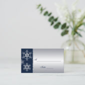 Navy Silver Glitzer Blick Schneeflocken Placecards Platzkarte (Stehend Vorderseite)