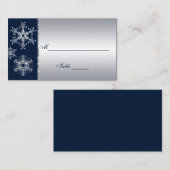 Navy Silver Glitzer Blick Schneeflocken Placecards Platzkarte (Vorne/Hinten)