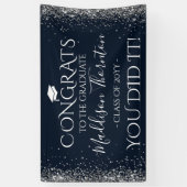 Navy & Silver Glitzer Glückwunsch Graduate Abschlu Banner (Vertikal)