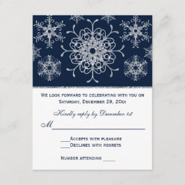 Navy Silver Glitzer sieht Snowflakes RSVP Card