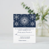 Navy Silver Glitzer sieht Snowflakes RSVP Card (Stehend Vorderseite)