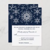 Navy Silver Glitzer sieht Snowflakes RSVP Card (Vorne/Hinten)