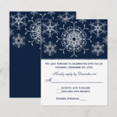 Navy Silver Glitzer sieht Snowflakes RSVP Card Karte (Vorne/Hinten)