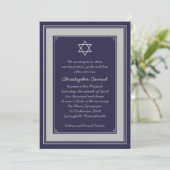 Navy Silver Gray Bar Mitzvah Einladung (Stehend Vorderseite)