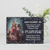 Navy Silver Light Foto Weihnachts-Party für Untern Einladung (Stehend Vorderseite)