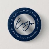 Navy & Silver Logo Corporate Business Werbeartikel Button (Vorderseite)