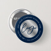 Navy & Silver Logo Corporate Business Werbeartikel Button (Vorne & Hinten)